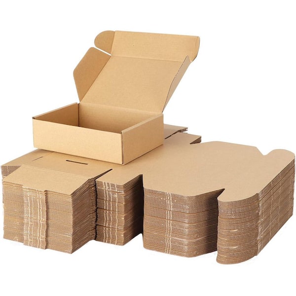 Unbranded 7 x 5 x 2 in. Cardboard Mailer Boxes 50 Pack Brown Lightweight Corrugated Shipping Packaging Tuck Top Tab Lock