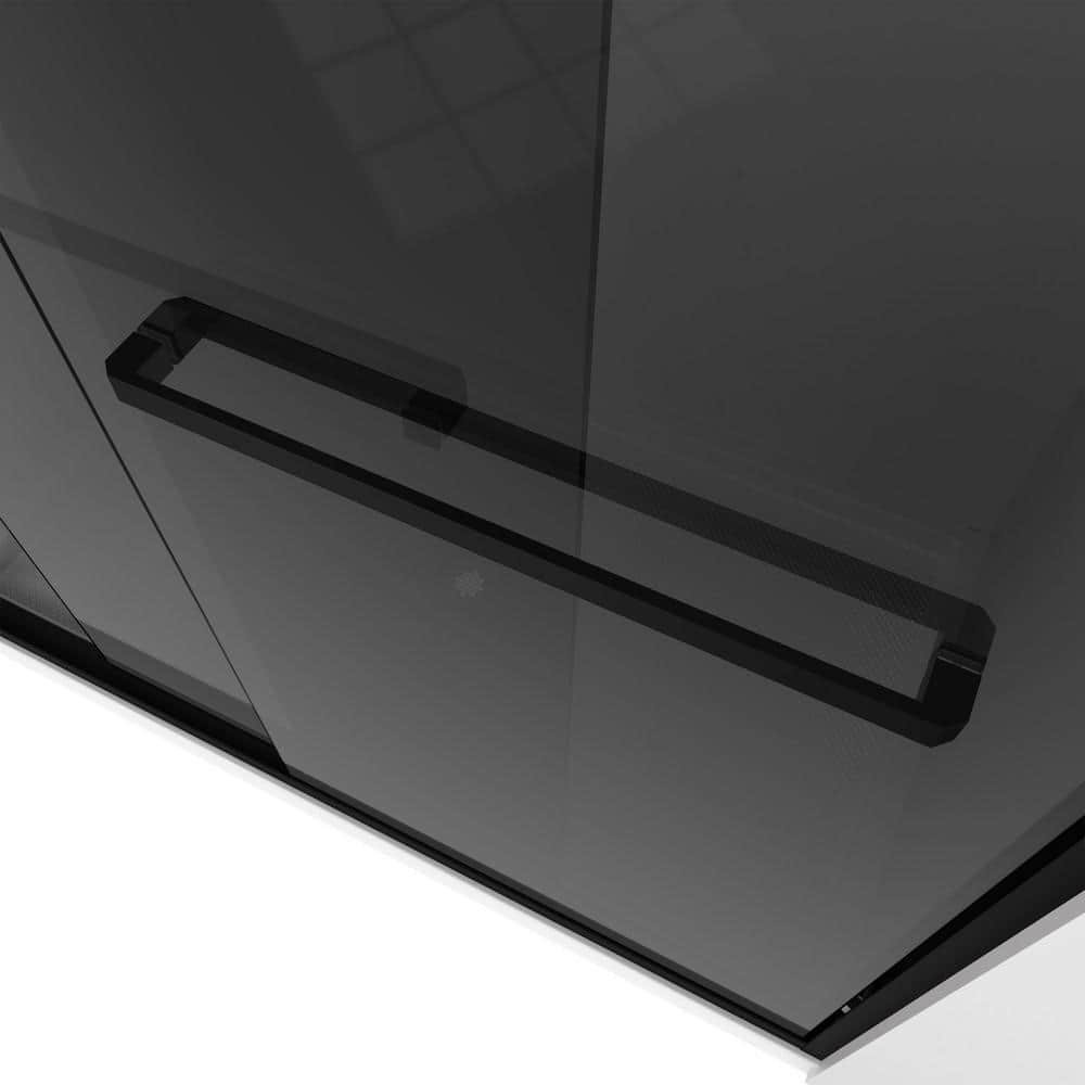 Encore Matte Black Semi-Frameless Sliding Tub Door with Smoke Gray Glass