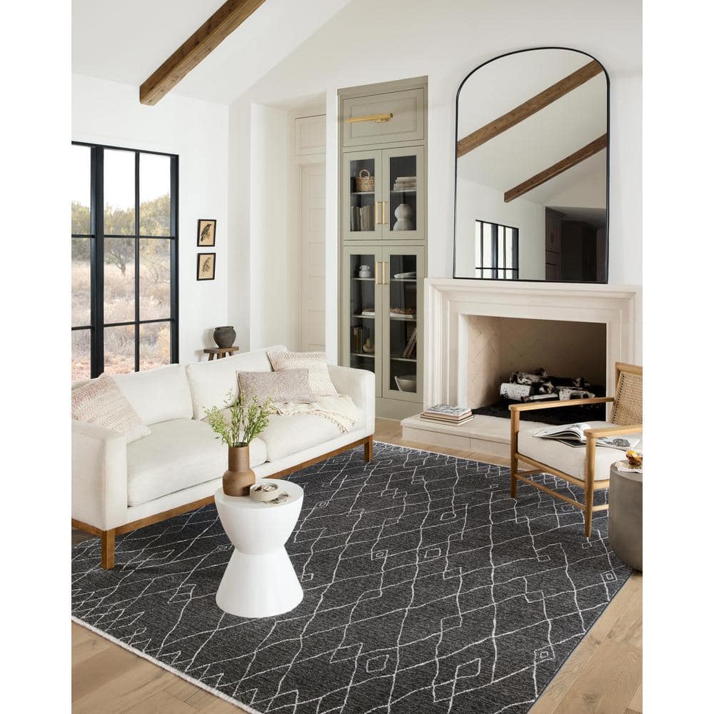 Charcoal and Dove Moroccan Runner Rug, 12' x 3'