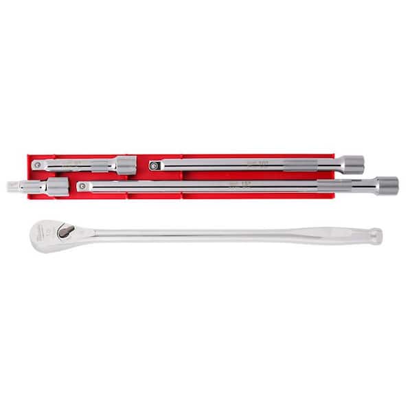 Milwaukee 1/2 in. Drive 90-Tooth 18 in. Extended Ratchet with 1/2 in. Drive Extension Set (5-Piece)