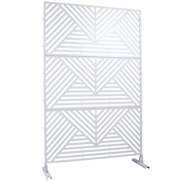Miscool Anky 76 in. H x 48 in. W Steel Garden Fence, Metal Privacy Screens and Panels with Free Standing in White