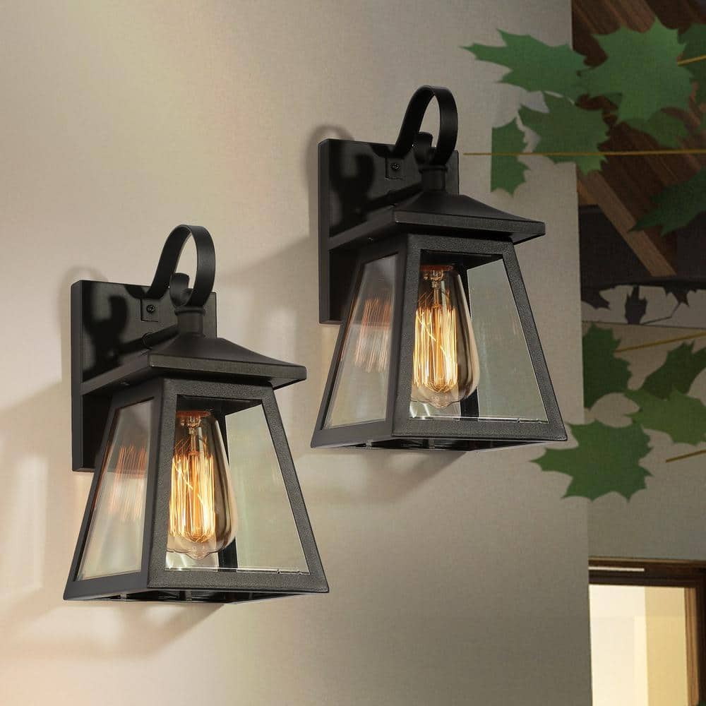 Uolfin Farmhouse Black Outdoor Wall Sconce, 1-Light Modern Outdoor ...