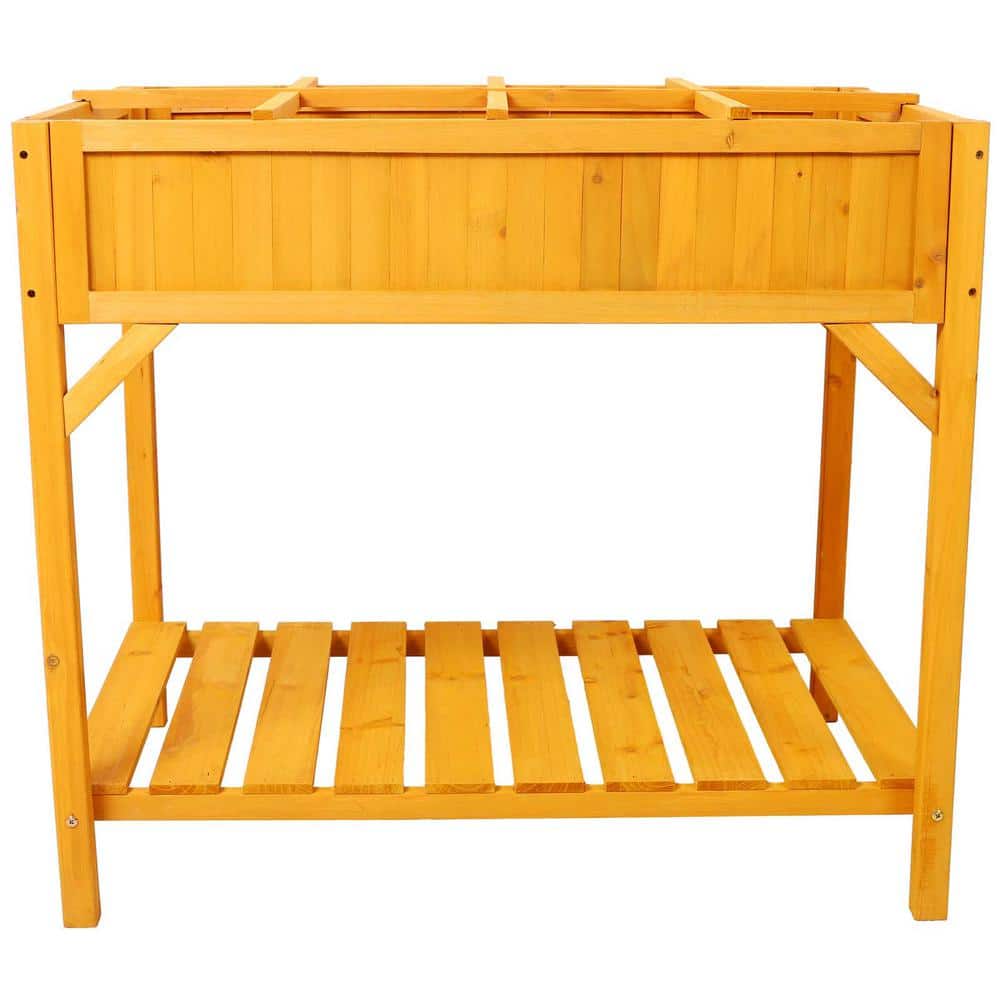 36 in. x 24 in. x 32 in. Wood Elevated Garden Bed with 8 Grids Divider and 