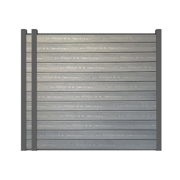 LH EP Complete Kit 6 ft. x 6 ft. Embossed Gray WPC Composite Fence Panel with Pronged Holders and Post Kits (2-set)