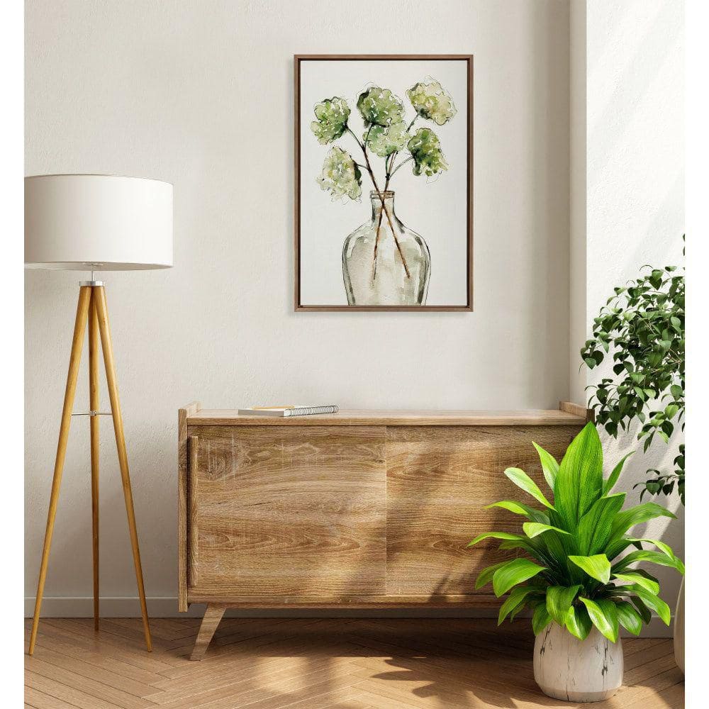 Gold Framed Botanical Greenery Vase Canvas Wall Art, 23" x 33"