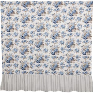 AnnieFloral 72 in Blue Soft White Portabella Ruffled Shower Curtain