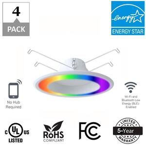 5/6 in. Smart Wi-Fi Plus BLE 12-Watt LED Recessed Downlight Retrofit (4-Pack)