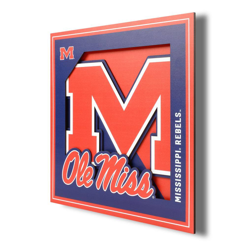 NCAA Mississippi Rebels 3D Logo Series Wall Art - 12x12 price history on PriceWatchPro
