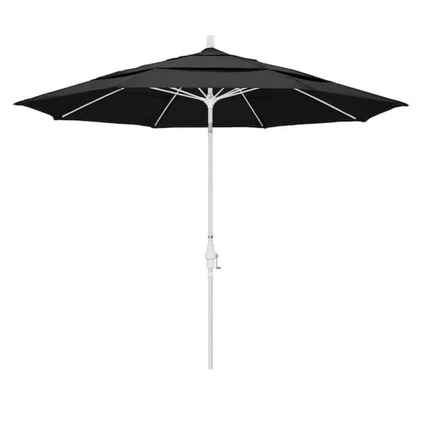 California Umbrella 11 ft. Fiberglass Collar Tilt Double Vented Patio Umbrella in Black Olefin