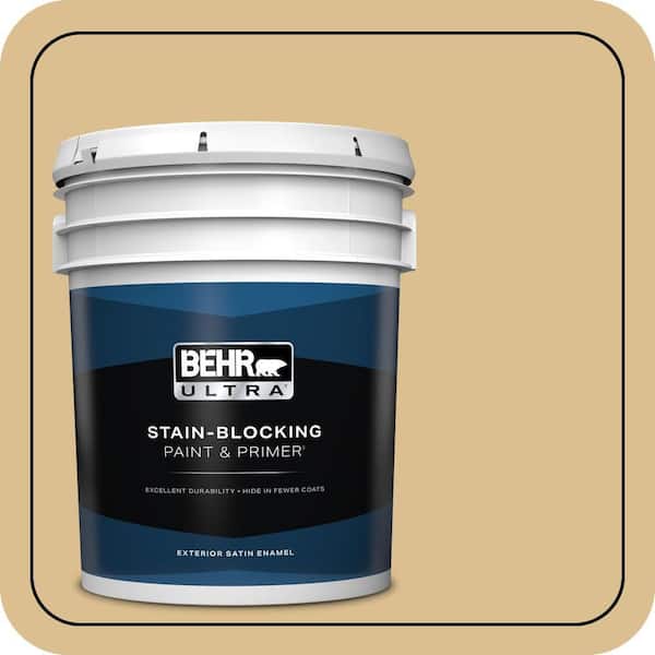 BEHR ULTRA 5 gal. #340F-4 Expedition Khaki Satin Enamel Exterior Paint & Primer