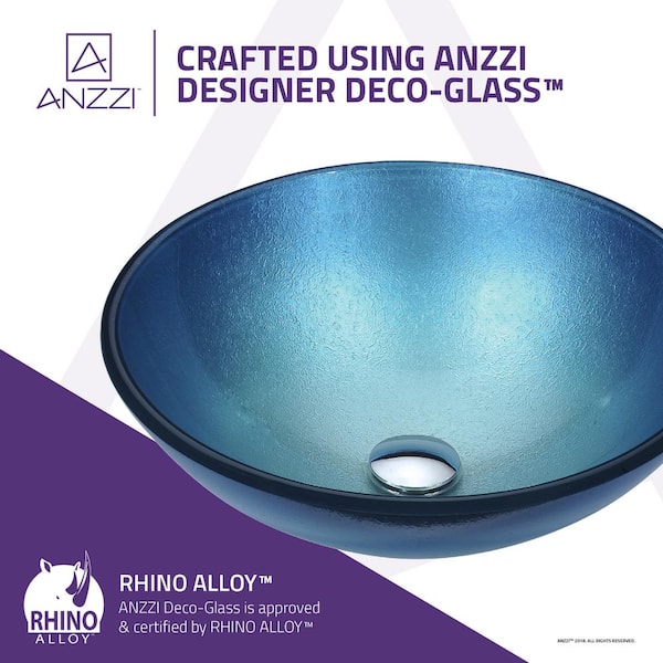 ANZZI Posh Series Deco-Glass Vessel Sink in Silver Blue LS