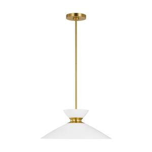 ED Ellen DeGeneres Crafted by Generation Lighting Heath 1-Light Burnished Brass Pendant with Matte White Steel Shade