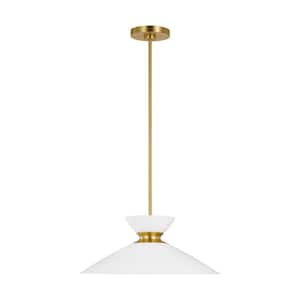 Heath 1-Light Burnished Brass Pendant with Matte White Steel Shade