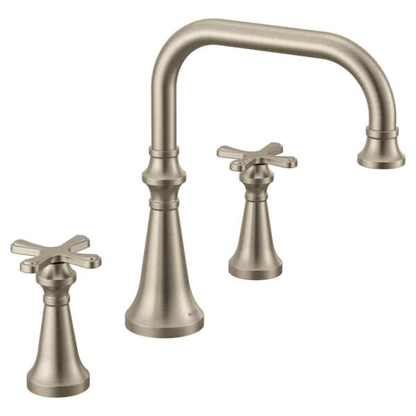 MOEN Colinet 2-Handle Deck-Mount Roman Tub Faucet Trim with Cross Handles and Valve Required in Brushed Nickel