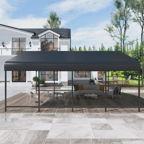 NETAJE 20 ft. W x 20 ft. D Metal Carport, Heavy Duty Garage
