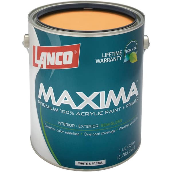 Lanco 1 Gal. Maxima 2-in-1 Paint and Primer White and Pastel Base  Interior/Exterior Semi-Gloss Latex Paint MA3920-4 - The Home Depot