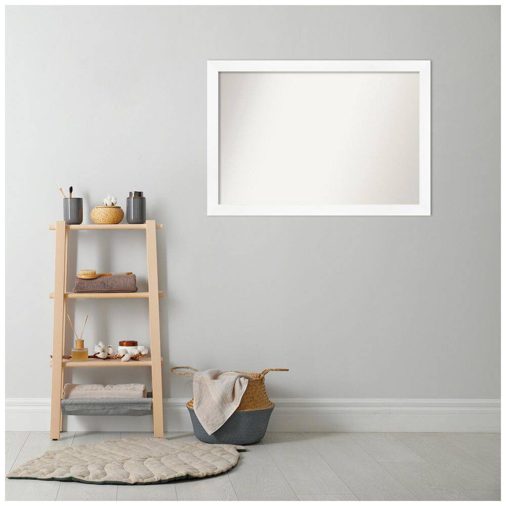 Large White Matte Wall Mounted Bathroom Mirror