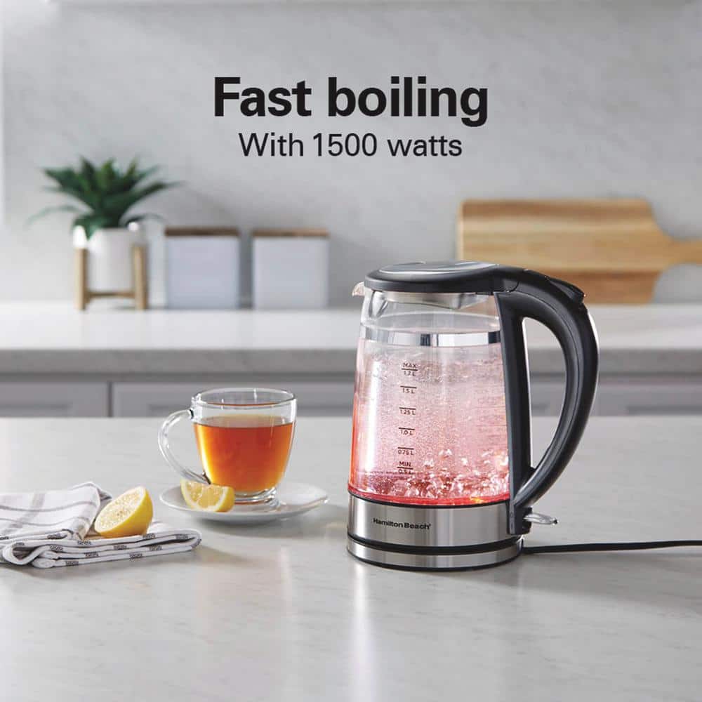 Hamilton Beach 1.7L Black and Stainless Steel Electric Kettle