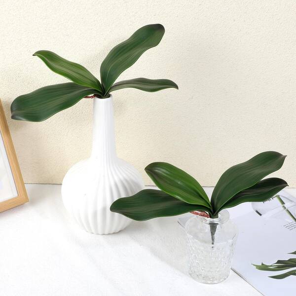 4 Pack 8 in. Artificial Green Indoor/Outdoor Phalaenopsis Orchid