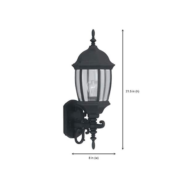 Designers Fountain - Tiverton Black 1-Light Outdoor Line Voltage Hardwired Porch Light Wall Sconce with No Bulb Included