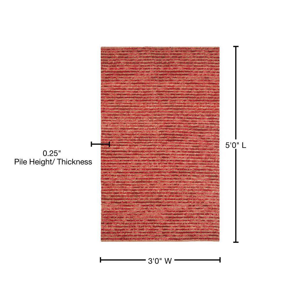 Handwoven Red and Multicolor Wool Bohemian Area Rug 3'x5'