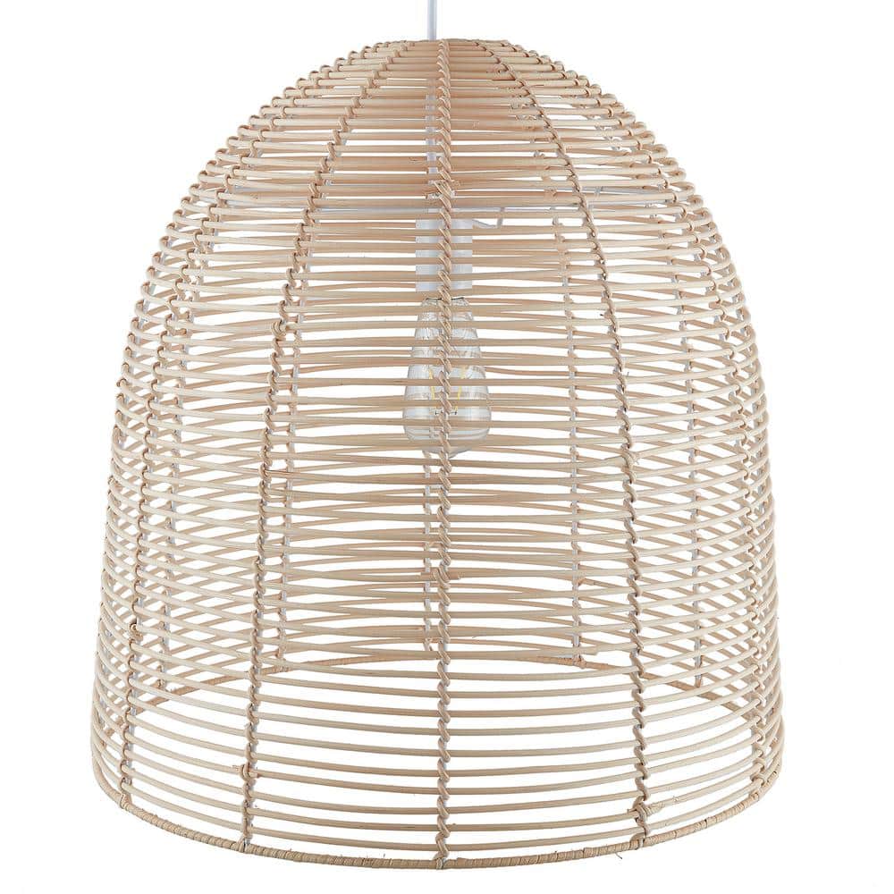 Formosa 20" Natural Rattan Cage Pendant Lamp with Warm Glow
