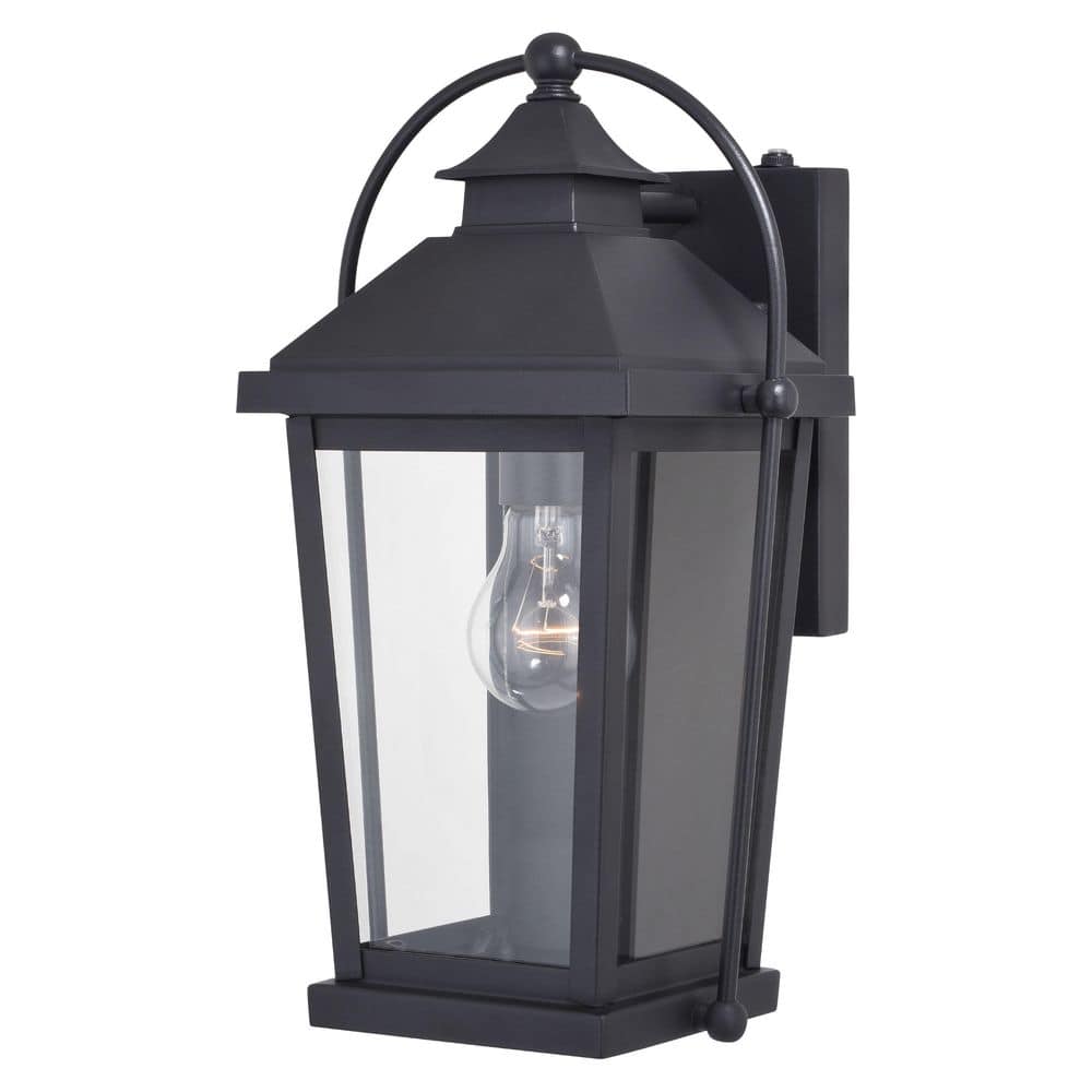 VAXCEL Lexington 1 Light Dusk to Dawn Black Outdoor Wall Lantern Clear ...