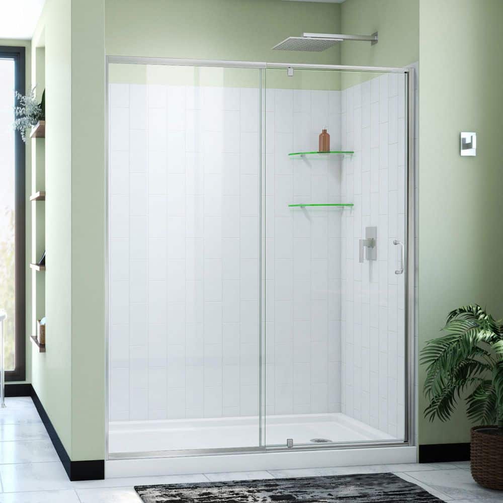 DreamLine Flex 60 in. W x 32 in. D x 783/4 in. H Pivot Shower Door