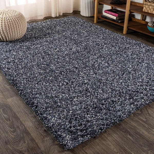 JONATHAN Y Mercer Shag Plush Denim Blue 4 ft. x 6 ft. Area Rug MCR106C ...