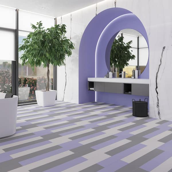 Lucida USA (Sample) MonoCore Macaron Purple Solid 22-mil Interlocking Luxury Vinyl Plank