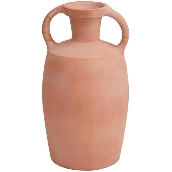 Litton Lane 16 in. Orange Terracotta Jug Ceramic Decorative Vase with Handles