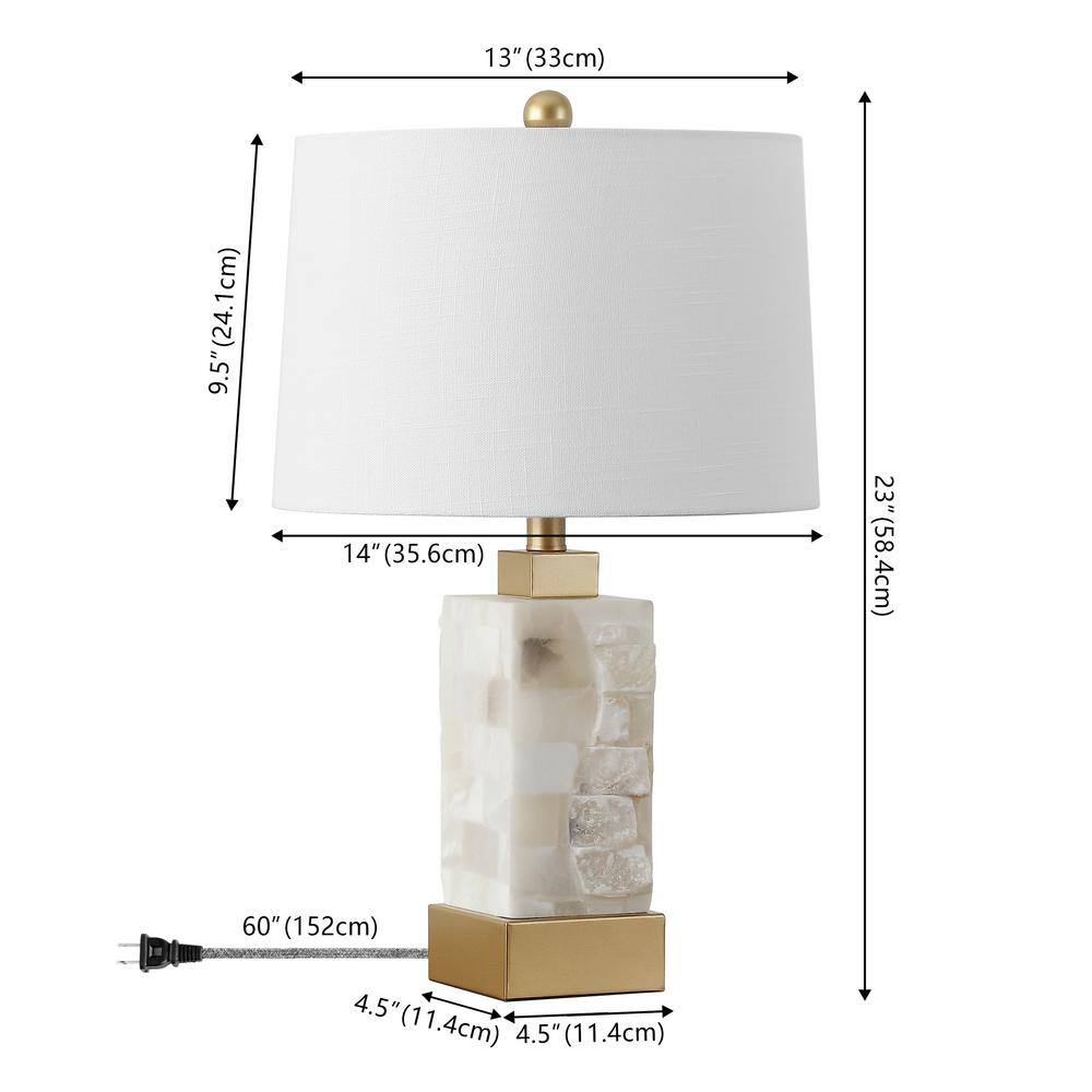 Eloise 23" White Alabaster and Gold Leaf LED Table Lamp