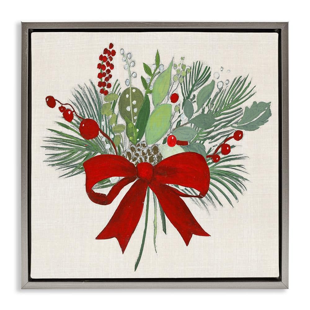 Merry Berry Bow by Tava Studios 1 Piece Gray Floater Frame Graphic Nature Art Print 18 in. x 18 in. price history on PriceWatchPro