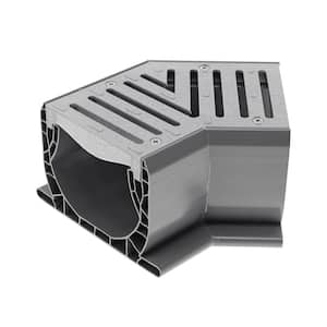 Spee-D Channel Drain Plastic 45° Elbow and Grate, Gray