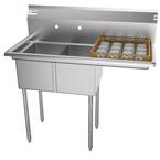 43 in. Freestanding Stainless Steel 2 Compartments Commercial Sink with Drainboard