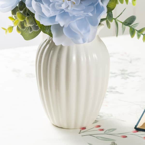 Glitzhome 18 in. H Blue Artificial Peony and Hydrangea with