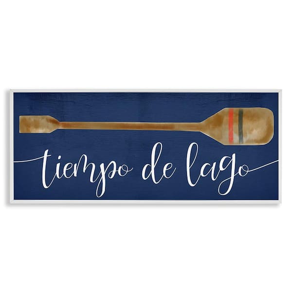 Stupell Industries Nautical Lake Time by Lil' Rue White Framed Typography Giclee Art Print 10 in. x 24 in.