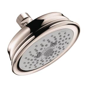 3-Spray Patterns 5.3 in. Single Wall Mount Fixed Shower Head in Polished Nickel
