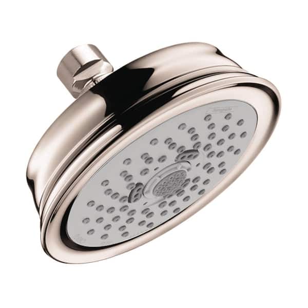 Hansgrohe 3-Spray Patterns 5.3 in. Single Wall Mount Fixed Shower Head in Polished Nickel