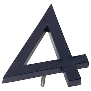 4 in. Navy Aluminum Floating or Flat Modern House Number 4
