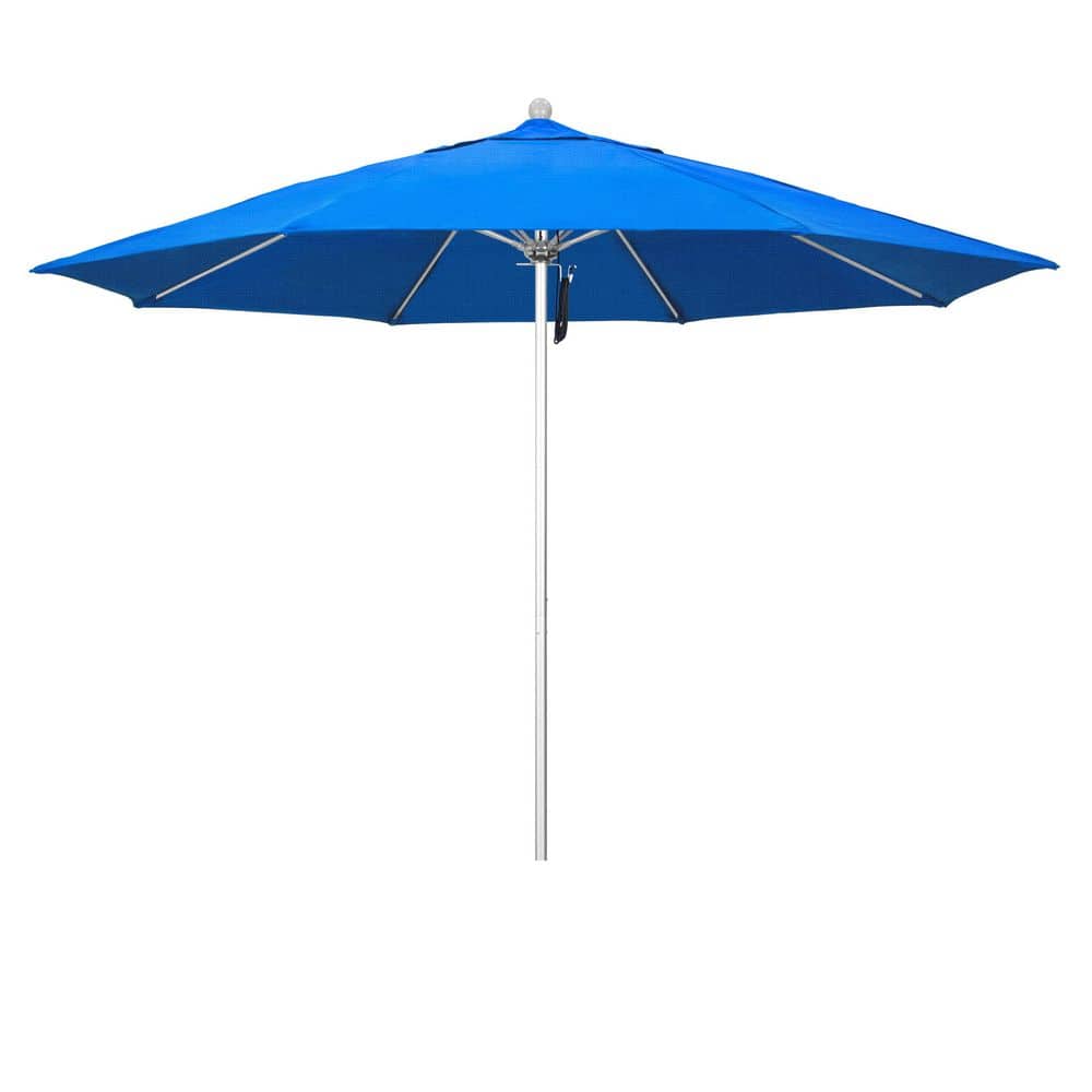 11 ft. Silver Anodized Aluminum Market Patio Umbrella with Fiberglass Ribs Pulley Lift in Royal Blue Olefin price history on PriceWatchPro