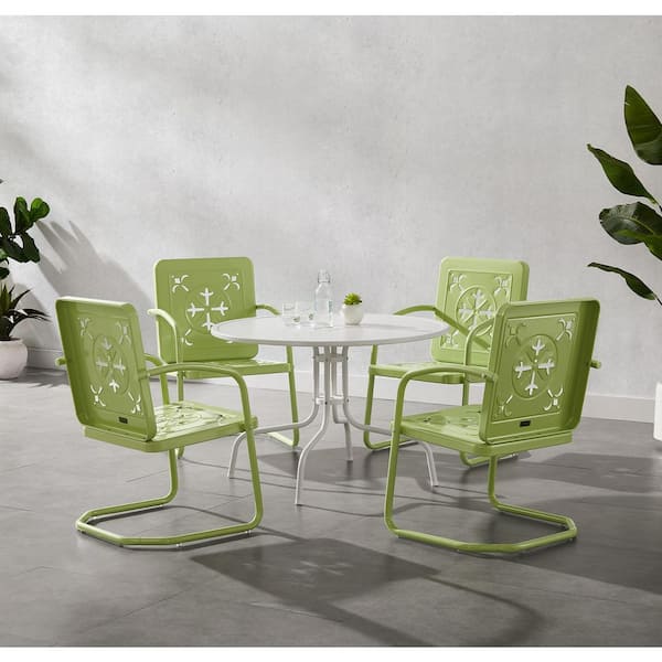 CROSLEY FURNITURE Azalea Key Lime 5-Piece Metal Round Outdoor Dining Set