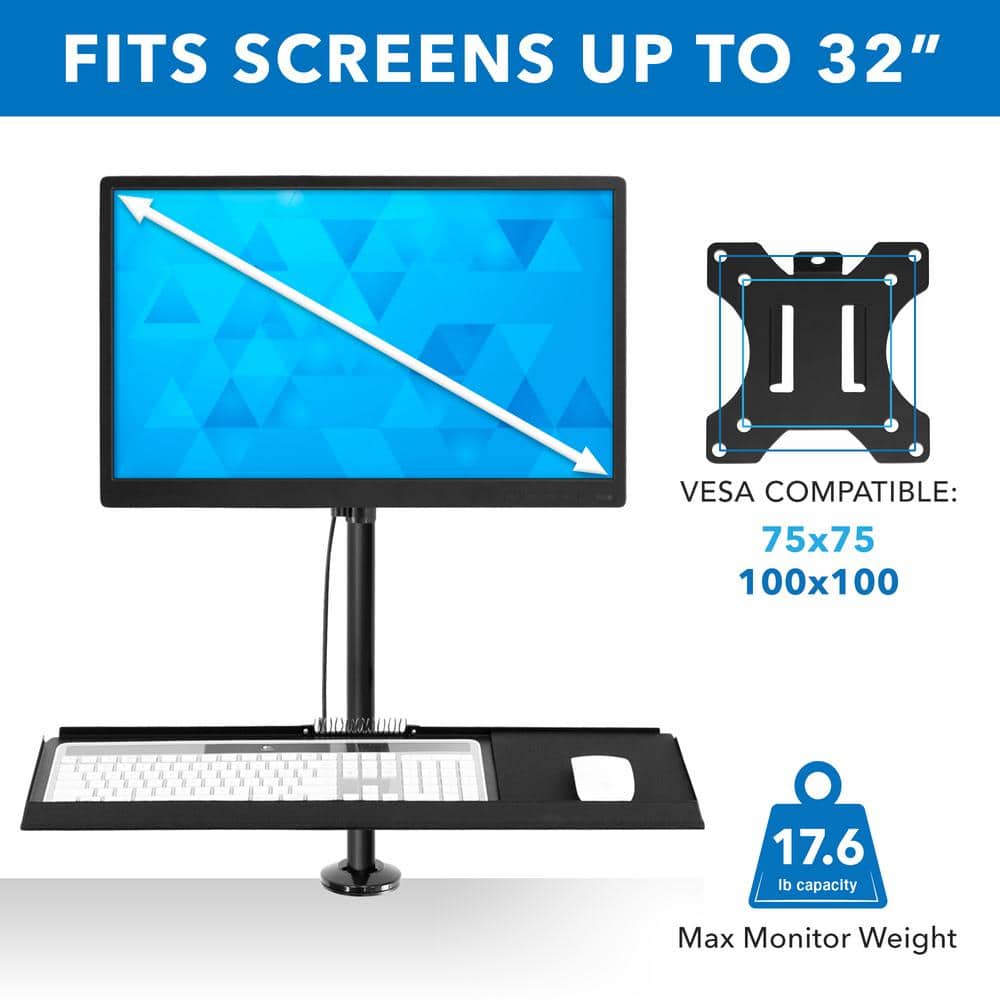 Mount-it Mount-It Full Motion Height Adjustable Sit Stand Monitor Desk Mount | Fits Up to 32" Screens
