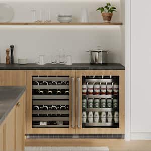 24 in. Touchstone Dual Zone 44-Bottle Panel Ready Wine Cooler with Glass Door in Stainless Steel