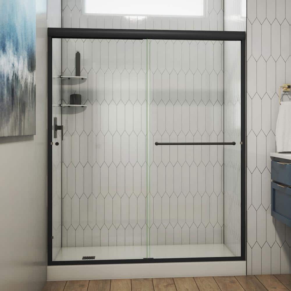 Alliance Pro 56-60 in. x 76 3/8 in. Semi-Frameless Sliding Shower Door in Matte Black Finish price history on PriceWatchPro
