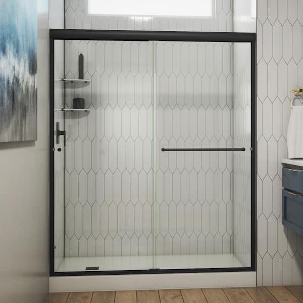 DreamLine Alliance Pro 56-60 in. x 76 3/8 in. Semi-Frameless Sliding Shower Door in Matte Black Finish