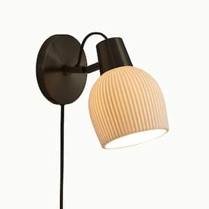 Petaluma 11 in. 1-Light Black Transitional Smart Home Enabled Wall Sconce with Globe Shade