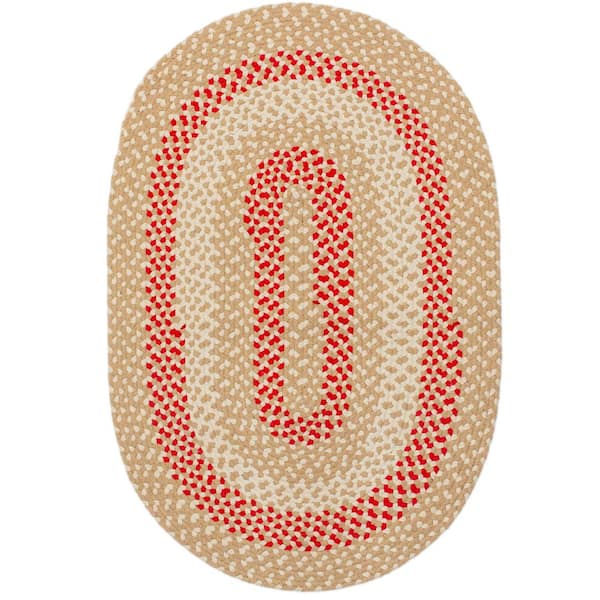 Super Area Rugs Plymouth Beige 3 ft. x 5 ft. Geometric Farmhouse Oval Area Rug
