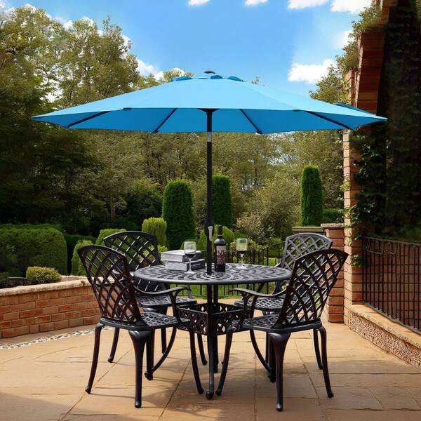 aqua patio umbrella Safavieh Athens Inside Out Striped 9Ft Crank Outdoor Auto Tilt grade polyester resists fading Abble 9 Feet Crank &