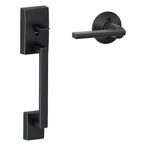 Century Aged Bronze Door Handleset Grip with Latitude Door Handle